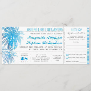 Invitation billets de mariage turquoise