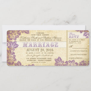 Invitation billets de mariage vintage avec des fleurs de prun