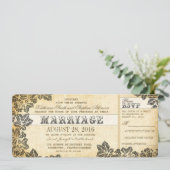 Invitation billets de mariage vintage avec élégance (Debout devant)