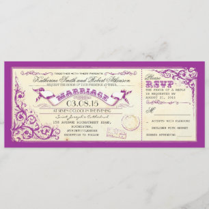 Invitation billets de mariage vintage & bleu élégant fleuris
