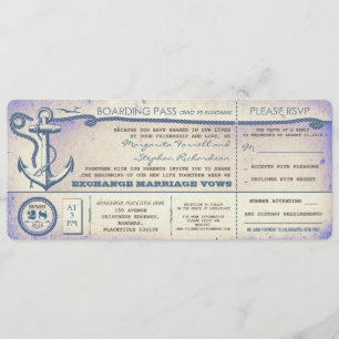 Invitation billets de passage-cru d'embarquement de mariage