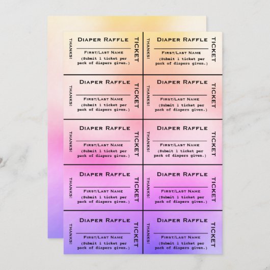 Invitation Billets de rousseur Rainbow Diaper (Devant / Derrière)