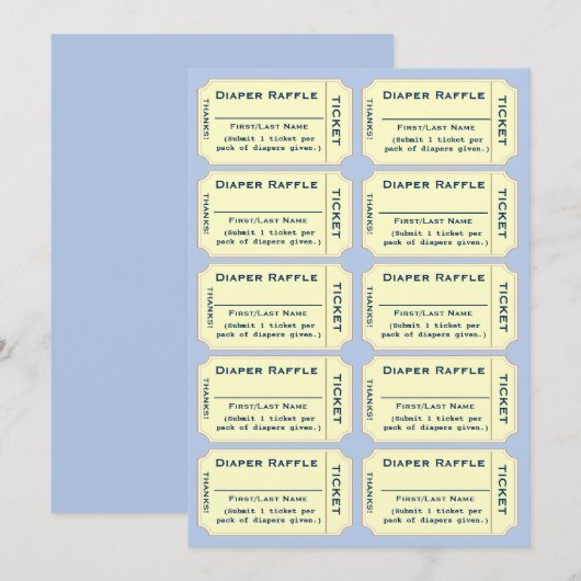 Invitation Billets de tirage au sort de couches (Devant / Derrière)