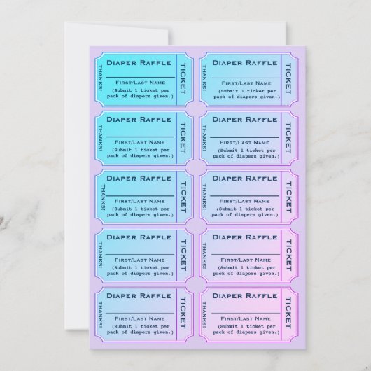 Invitation Billets de tirage au sort de couches (Devant)