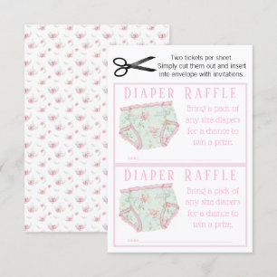 Invitation Billets de tombola couche fille florale rose