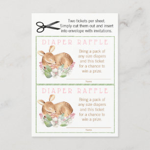 Invitation Billets de tombola couche pour fille thème bois fé