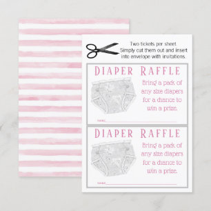 Invitation Billets de tombola couche rose gris fille