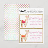 Invitation Billets de tombola de couche pour fille lama (Devant / Derrière)