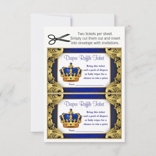 Invitation Billets de tombola de couche Prince (Devant)