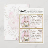 Invitation Billets de tombola pour couche de bébé fille lapin (Devant / Derrière)