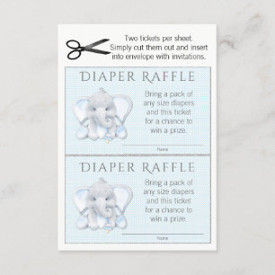 Invitation Billets de tombola pour couche de garçon éléphant