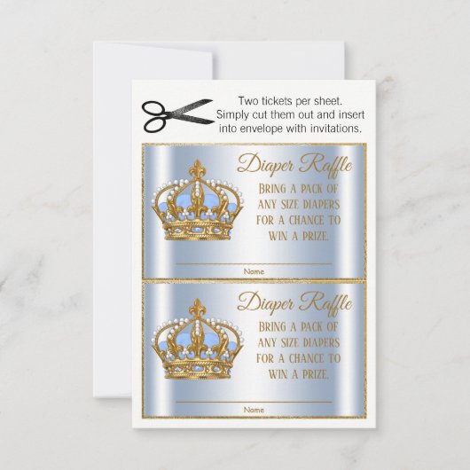 Invitation Billets de tombola pour couche de prince (Devant)