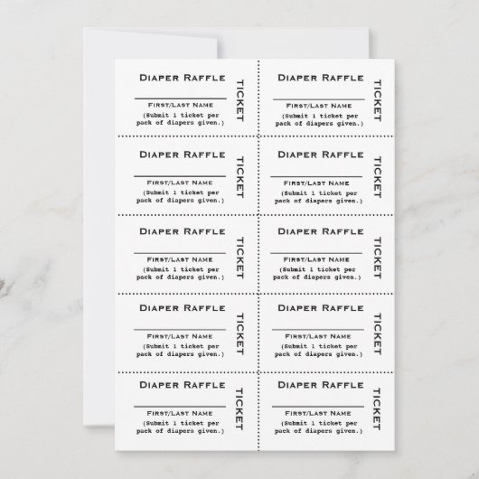 Invitation Billets de tombola pour couches (Devant)