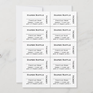 Invitation Billets de tombola pour couches  Simple