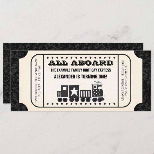 Invitation Billets de train fête d'anniversaire (Devant / Derrière)