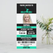 Invitation Billets de volley-ball noir vert photo Anniversair (Debout devant)