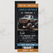 Invitation Billets Monster Truck Anniversaire (Devant / Derrière)
