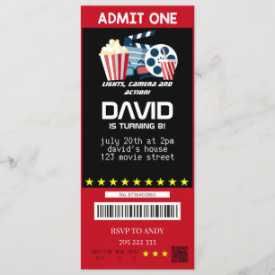 Invitation Billets Movie Ticket Movie Party Boy Birthday Tick