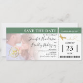 Invitation Billets Pass Embarquement | Green Save the Date Ph (Devant)