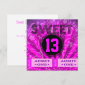 Invitation Billets pour fête d'anniversaire des 13 ans Fun (Devant / Derrière)