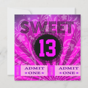Invitation Billets pour fête d'anniversaire des 13 ans Fun