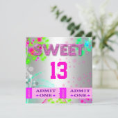 Invitation Billets pour fête d'anniversaire des 13 ans sucrés (Debout devant)
