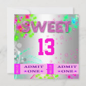 Invitation Billets pour fête d'anniversaire des 13 ans sucrés (Devant)