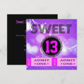 Invitation Billets pour fête d'anniversaire des 13 ans sucrés (Devant / Derrière)
