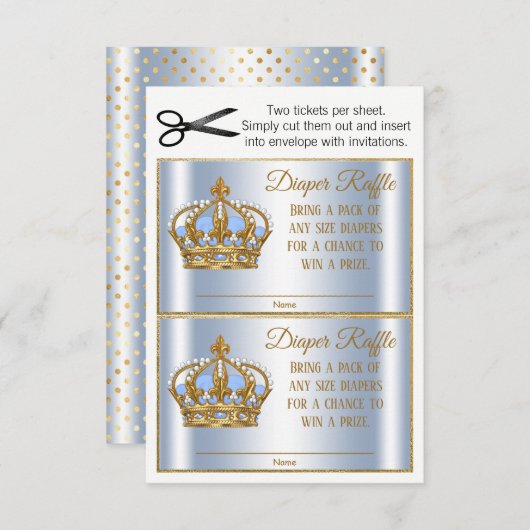 Invitation Billets Prince Diaper Raffle (Devant / Derrière)