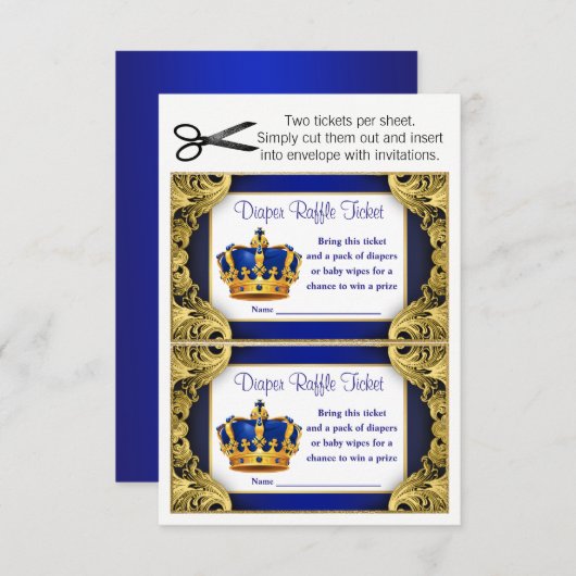 Invitation Billets Prince Diaper Raffle (Devant / Derrière)