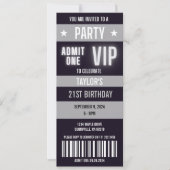 Invitation Billetterie Argent 21st Any Age Birthday Party (Devant)