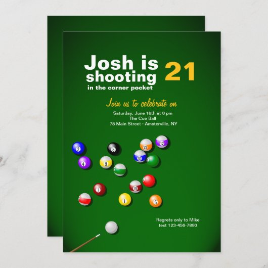 Invitation Billiards (Devant / Derrière)