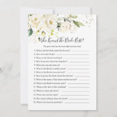 Invitation Bingo à la nuptiale Rose blanche/Qui connaît la me (Dos)