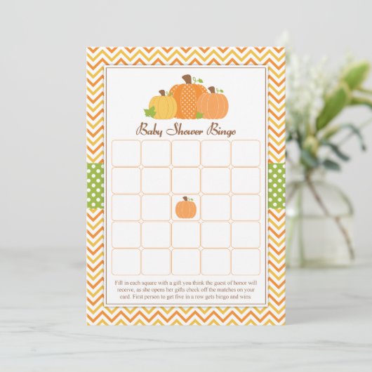 Invitation Bingo Baby shower citrouille (Debout devant)