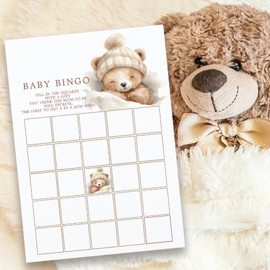 Invitation Bingo Baby shower de l'ours