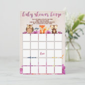 Invitation Bingo Baby shower des animaux forestiers (Debout devant)
