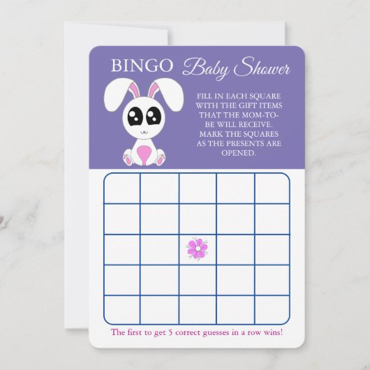 Invitation Bingo, Baby shower Flyer, Rabbit (Devant)