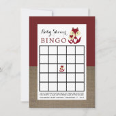 Invitation Bingo Baby shower Red Fox Burlap (Devant)