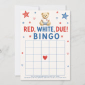 Invitation Bingo Baby Shower Rouge Blanc & Bébé (Devant)