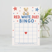 Invitation Bingo Baby Shower Rouge Blanc & Bébé (Debout devant)
