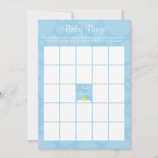 Invitation Bingo baby shower - Rubber Ducky Thème - Bleu (Devant)