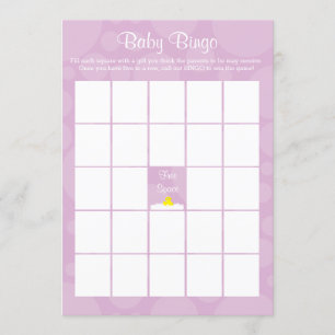 Invitation Bingo baby shower - Rubber Ducky Thème - Lilac