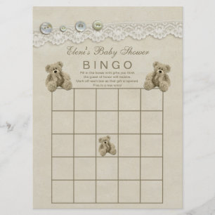 Invitation Bingo Baby shower Teddy personnalisé