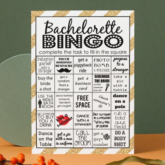 Invitation Bingo Bachelorette Or, Jeu De Fête, Défi