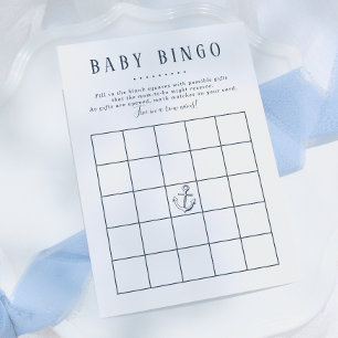 Invitation Bingo bébé Nautical Whale Baby Boy Douche Jeu