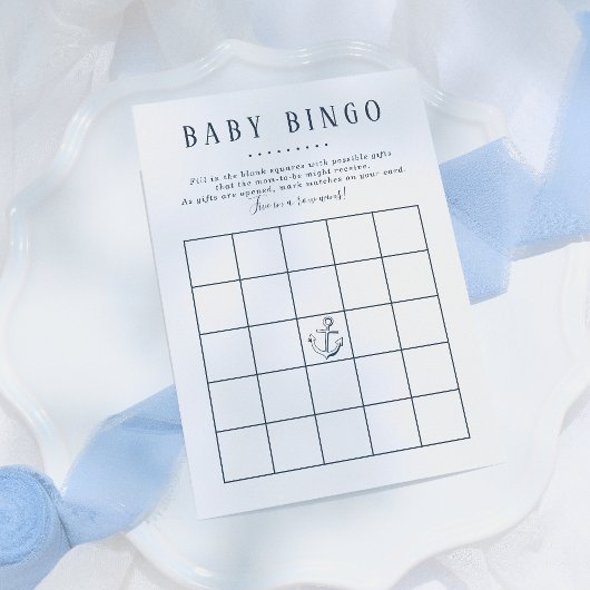 Invitation Bingo bébé | Nautical Whale Baby Boy Douche Jeu