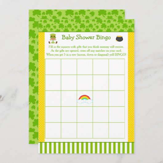 Invitation Bingo de Baby shower afro-américain st patrick (Devant / Derrière)
