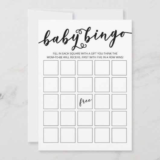 Invitation Bingo de Baby shower simple et élégant (Devant)