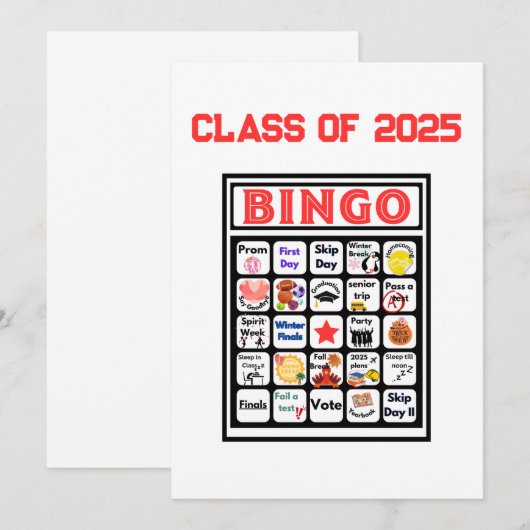 Invitation Bingo de la classe aînée (Devant / Derrière)
