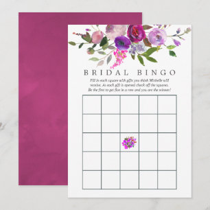 Invitation Bingo de Lancer de Mariage Floral Aquarelle Tendan